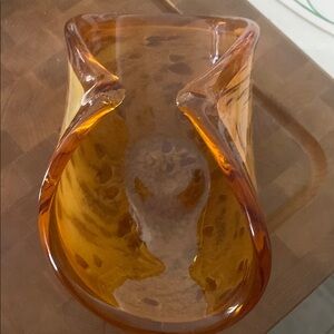 Unique Amber Folded Glass Vase
